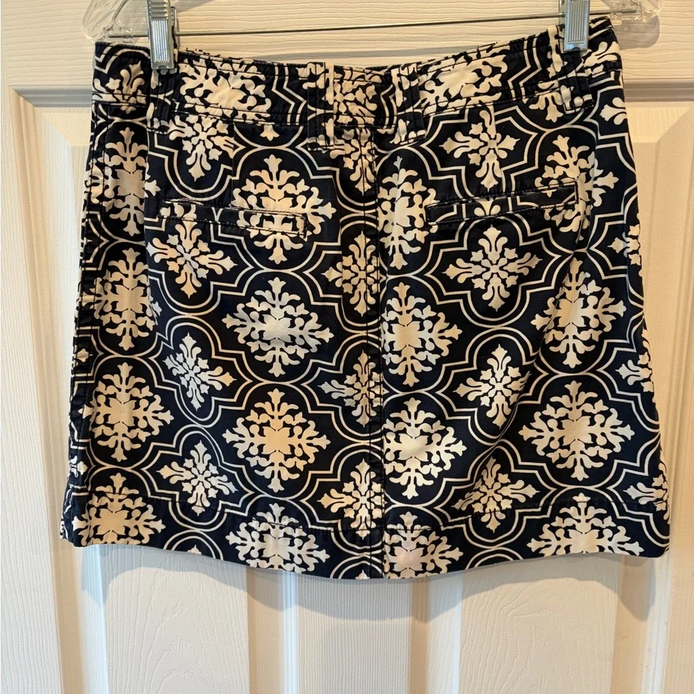 J. Crew Navy and White Patterned Mini Skirt - Picture 2 of 3